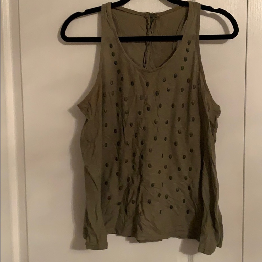 Olive green a line tank with zip back and skeleton